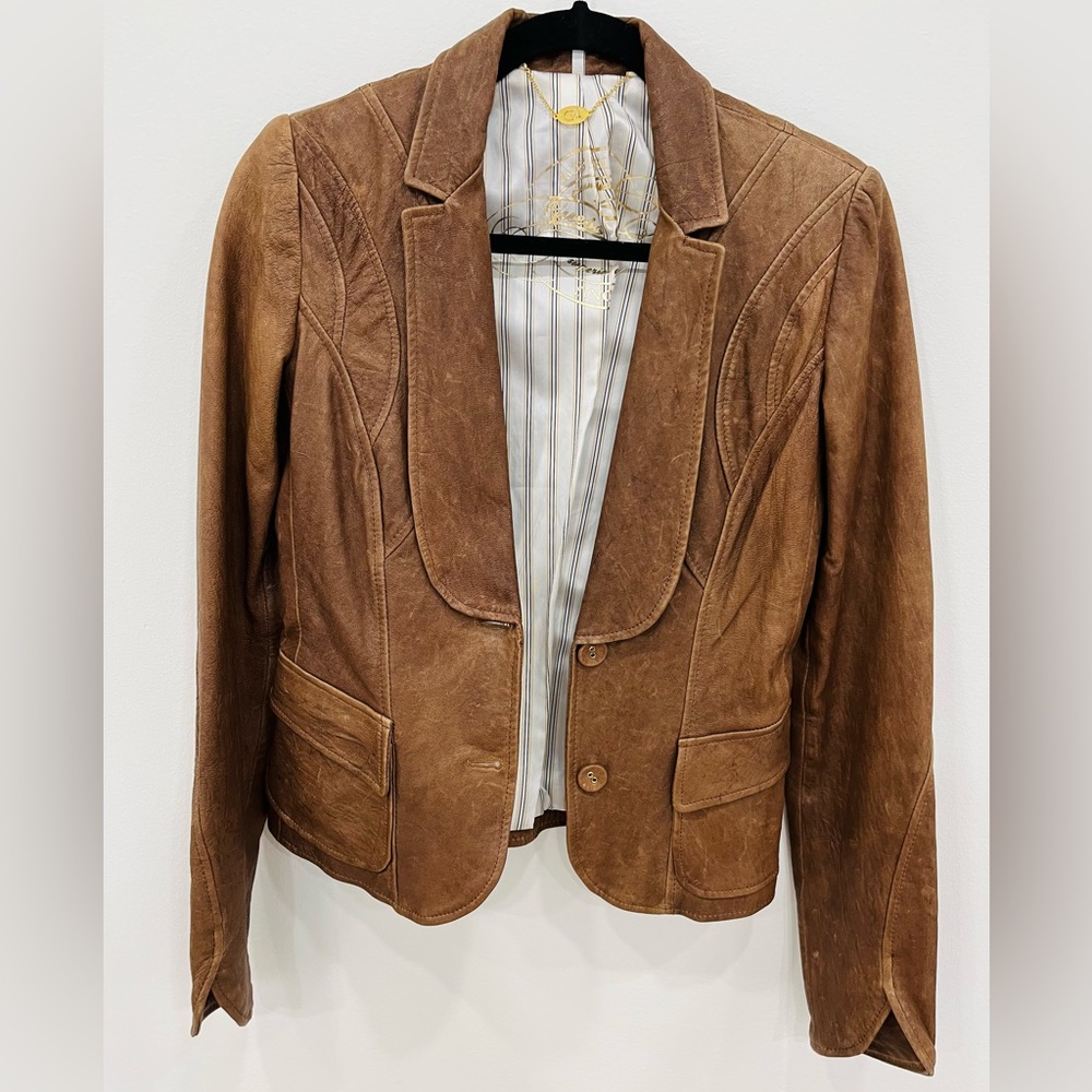 Brown leather blazer